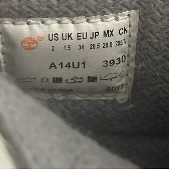 🆕Timberland Big Kids Size 2 Baby Blue and Grey Leather Boots - Picture 7 of 7